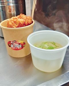 ネギ塩スープと唐揚げ